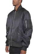 Mens Solid Padded Bomber Jacket Black Trim - VacationGrabs