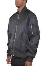 Mens Solid Padded Bomber Jacket Black Trim - VacationGrabs