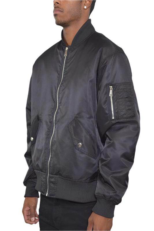 Mens Solid Padded Bomber Jacket Black Trim - VacationGrabs