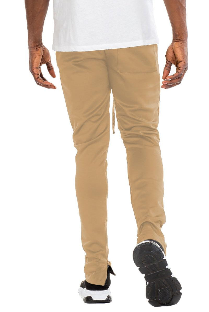 Men's Pants - Joggers Mens Solid Tan Track Pants Slim Fit