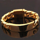 Men's stainless steel ID bracelet in gold tone with a sleek design and secure clasp