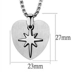 Men's stainless steel necklace featuring a heart pendant with a star design for stylish wear