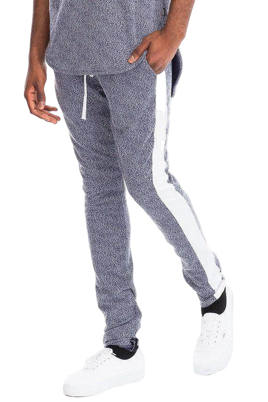 Mens Static Print Single Stripe Track Pants - VacationGrabs
