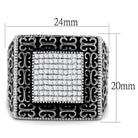VacationGrabs mens sterling silver CZ ring with a textured design and sparkling cubic zirconia embellishments