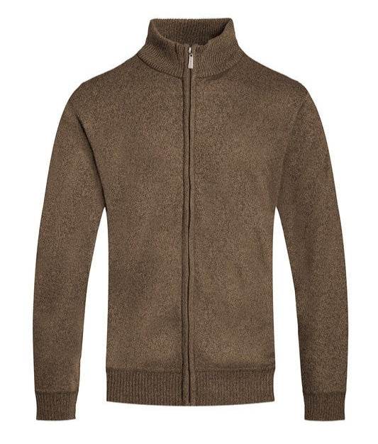 WEIV men's sweaters in brown, zip-up design for casual wear