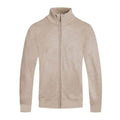 Men's beige zip-up sweater, soft knit for casual wear