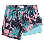 Mens Swim Trunks Compression Liner Quick Dry Zipper Pockets - VacationGrabs