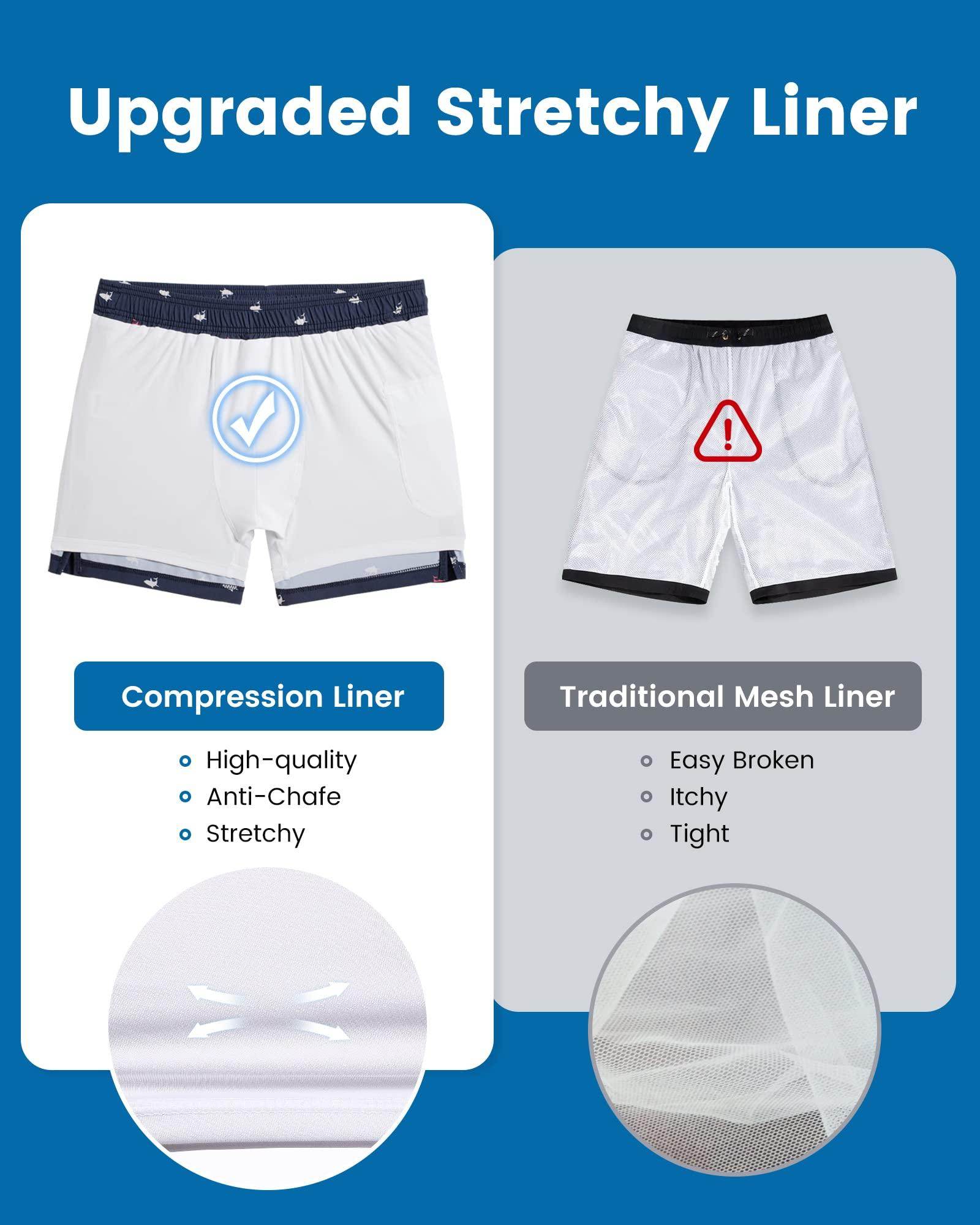 Mens Swim Trunks Compression Liner Quick Dry Zipper Pockets - VacationGrabs