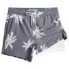 Mens Swim Trunks Compression Liner Quick Dry Zipper Pockets - VacationGrabs