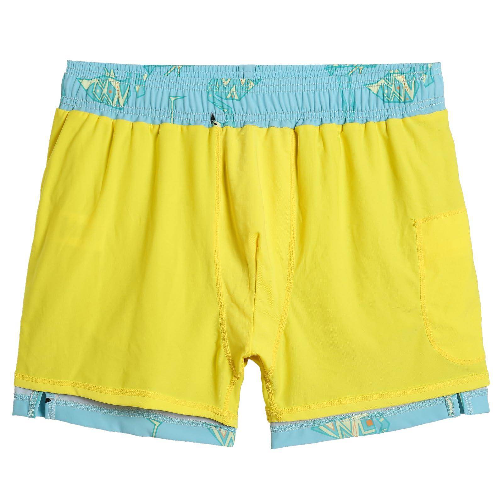 Mens Swim Trunks Compression Liner Quick Dry Zipper Pockets - VacationGrabs