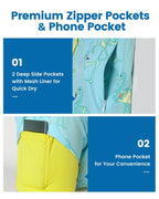 Mens Swim Trunks Compression Liner Quick Dry Zipper Pockets - VacationGrabs