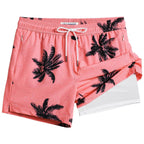 Mens Swim Trunks Compression Liner Quick Dry Zipper Pockets - VacationGrabs