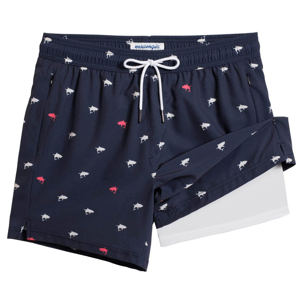 Mens Swim Trunks Compression Liner Quick Dry Zipper Pockets - VacationGrabs