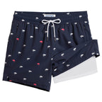 Mens Swim Trunks Compression Liner Quick Dry Zipper Pockets - VacationGrabs