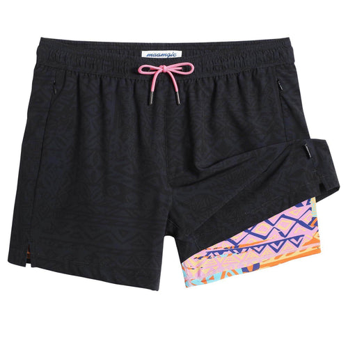 Mens Swim Trunks Compression Liner Quick Dry Zipper Pockets - VacationGrabs