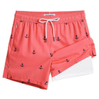 Mens Swim Trunks Compression Liner Quick Dry Zipper Pockets - VacationGrabs