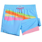 Mens Swim Trunks Compression Liner Quick Dry Zipper Pockets - VacationGrabs