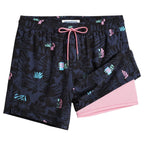 Mens Swim Trunks Compression Liner Quick Dry Zipper Pockets - VacationGrabs