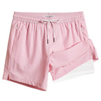Mens Swim Trunks Compression Liner Quick Dry Zipper Pockets - VacationGrabs