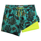 Mens Swim Trunks Compression Liner Quick Dry Zipper Pockets - VacationGrabs