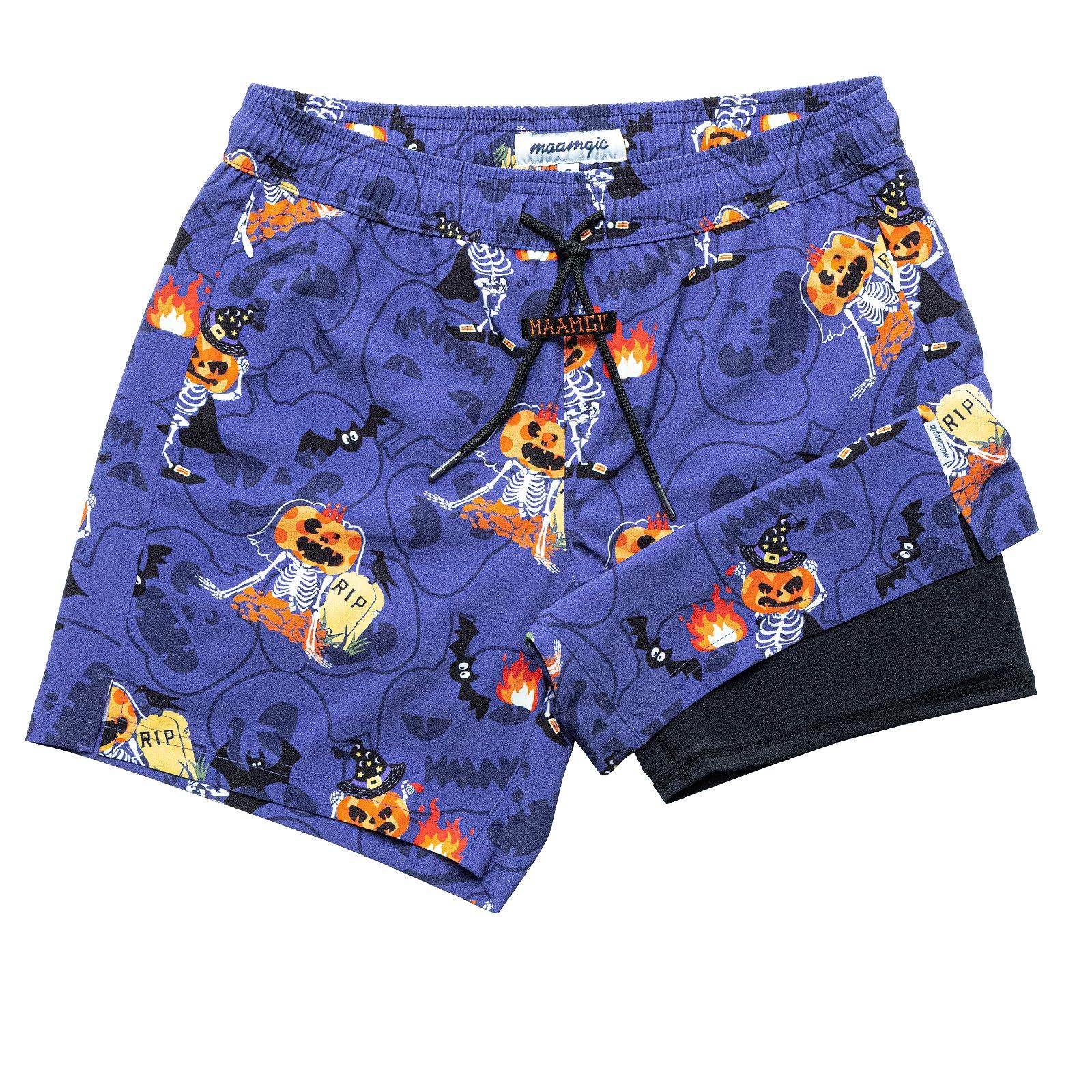 Mens Swim Trunks Compression Liner Quick Dry Zipper Pockets - VacationGrabs