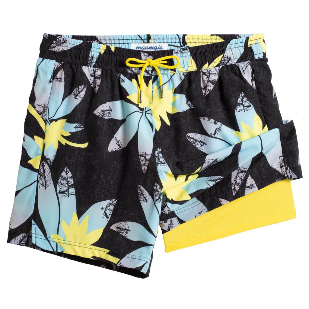 Mens Swim Trunks Compression Liner Quick Dry Zipper Pockets - VacationGrabs