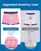Mens Swim Trunks Compression Liner Quick Dry Zipper Pockets - VacationGrabs