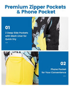 Mens Swim Trunks Compression Liner Quick Dry Zipper Pockets - VacationGrabs