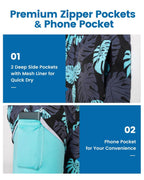 Mens Swim Trunks Compression Liner Quick Dry Zipper Pockets - VacationGrabs