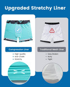 Mens Swim Trunks Compression Liner Quick Dry Zipper Pockets - VacationGrabs