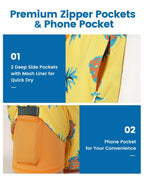 Mens Swim Trunks Compression Liner Quick Dry Zipper Pockets - VacationGrabs