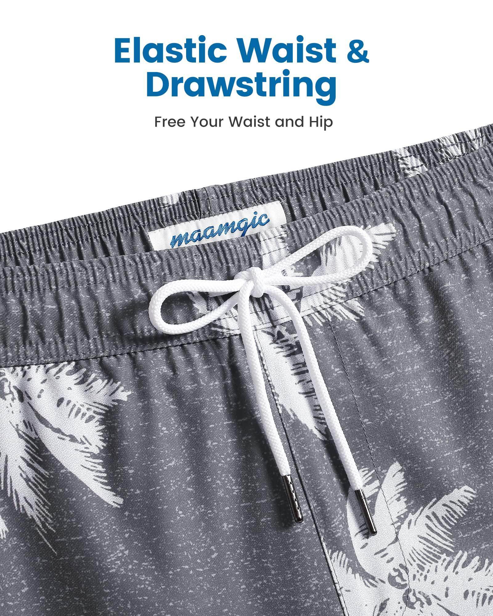 Mens Swim Trunks Compression Liner Quick Dry Zipper Pockets - VacationGrabs