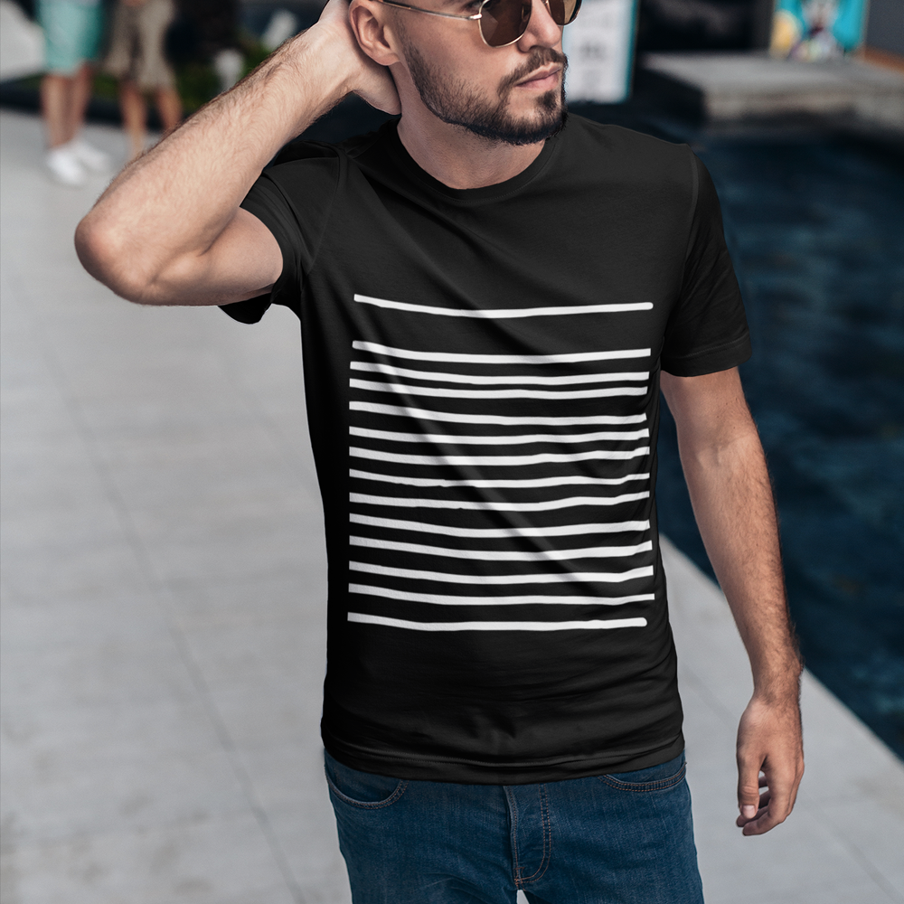 Black men's t shirt graphics from Yellow Pandora, casual style for everyday wear