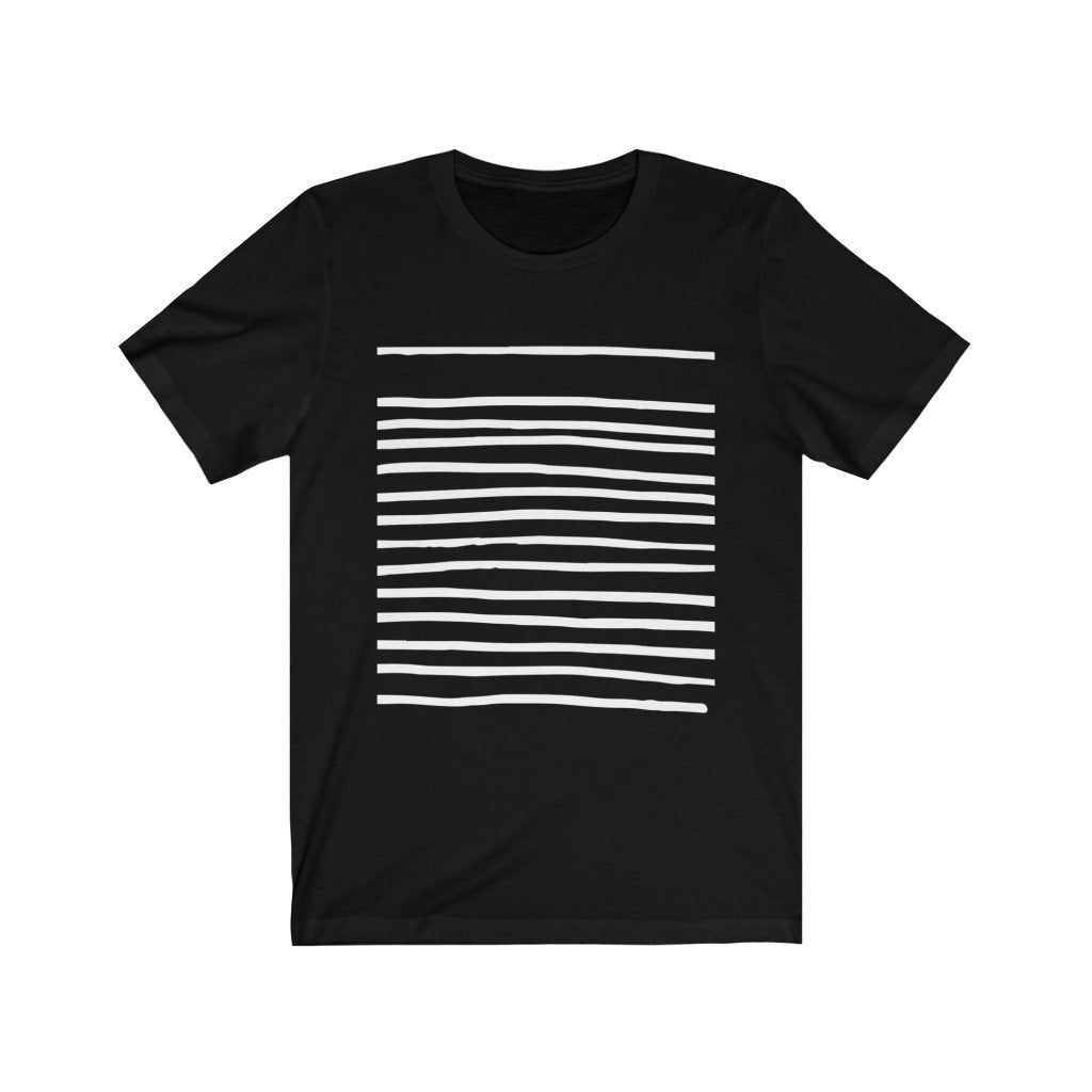 Yellow Pandora men's t shirt graphics, black with white striped design