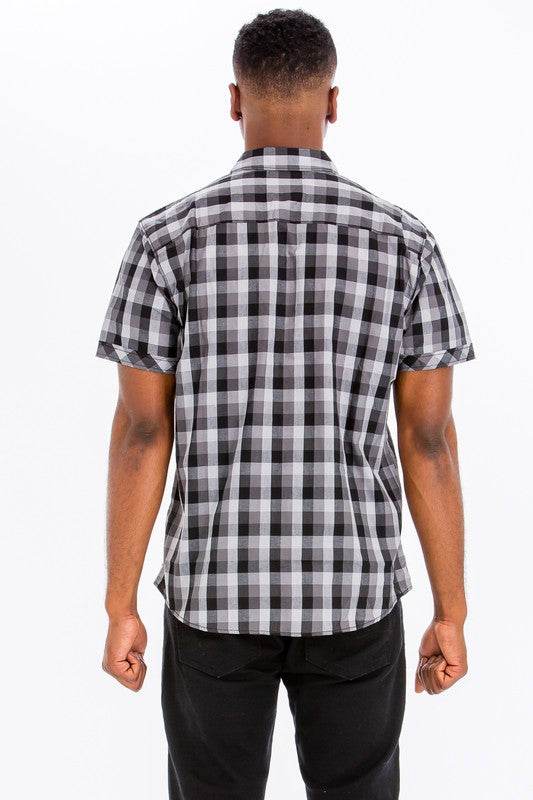 WEIV men's plaid shirt, short sleeve, casual wear for everyday style