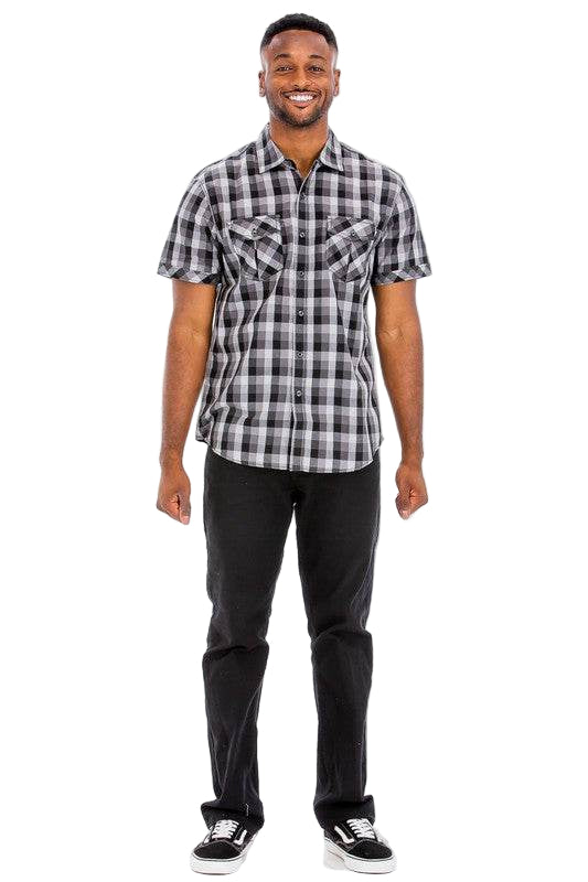 WEIV men's plaid shirt, lightweight fabric, casual wear