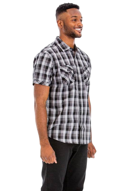 Men's short sleeve plaid shirt by WEIV, perfect for casual wear