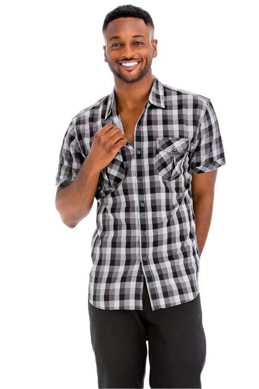 Men's plaid shirt by WEIV, stylish, casual summer wear.
