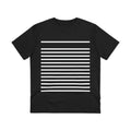 Mens T-Shirt Horizontal White Lines Black Crew Neck Tank - VacationGrabs
