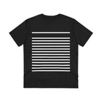 Mens T-Shirt Horizontal White Lines Black Crew Neck Tank - VacationGrabs