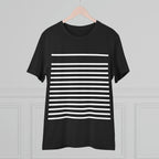 Mens T-Shirt Horizontal White Lines Black Crew Neck Tank - VacationGrabs