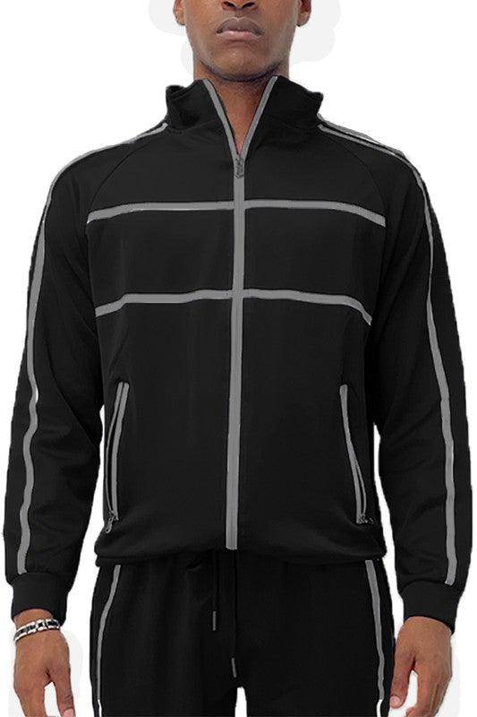 Mens Tape Stripe Track Jacket - VacationGrabs