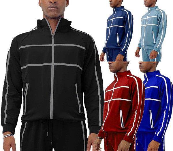 Mens Tape Stripe Track Jacket - VacationGrabs