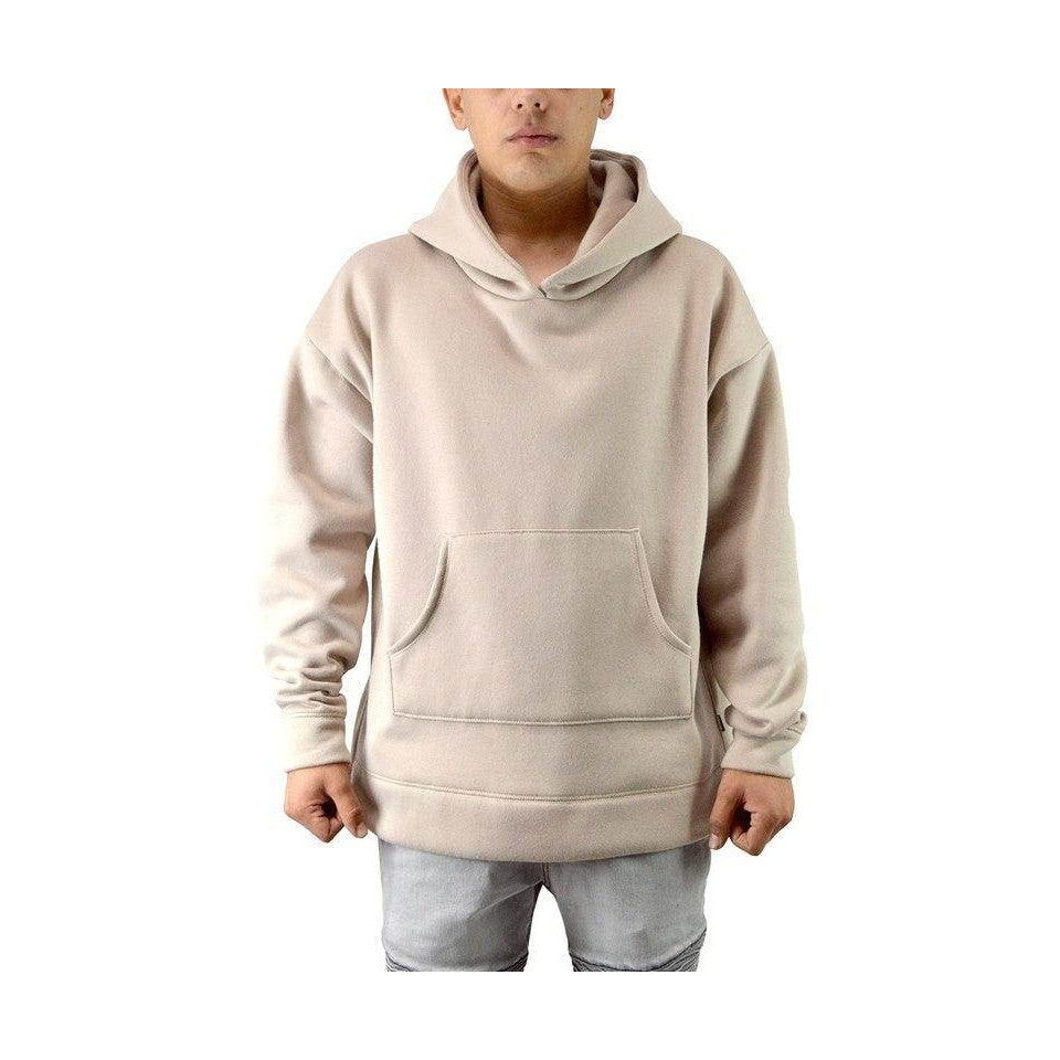 Mens Taupe Front Pouch Slouch Hoodie - VacationGrabs