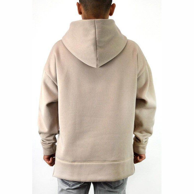 Mens Taupe Front Pouch Slouch Hoodie - VacationGrabs