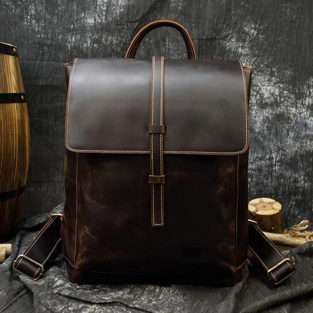 Mens Teens Stylish Backpacks Leather Black Brown Travel Bags