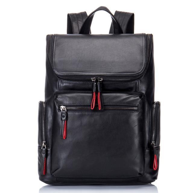 Luggage & Bags - Backpacks Mens Textured Leather Backpacks Stylish Travel Bags Black Brown - Black