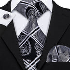mens ties in black and white paisley design for formal occasions