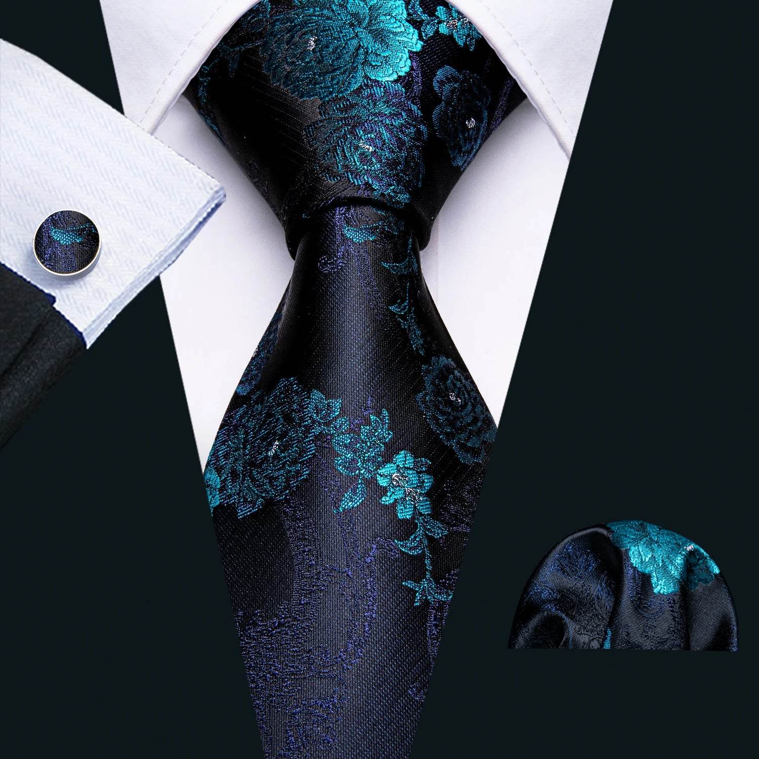 Men's ties in dark blue floral pattern, perfect for formal occasions