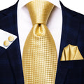 Men's gold necktie in textured fabric for formal occasions